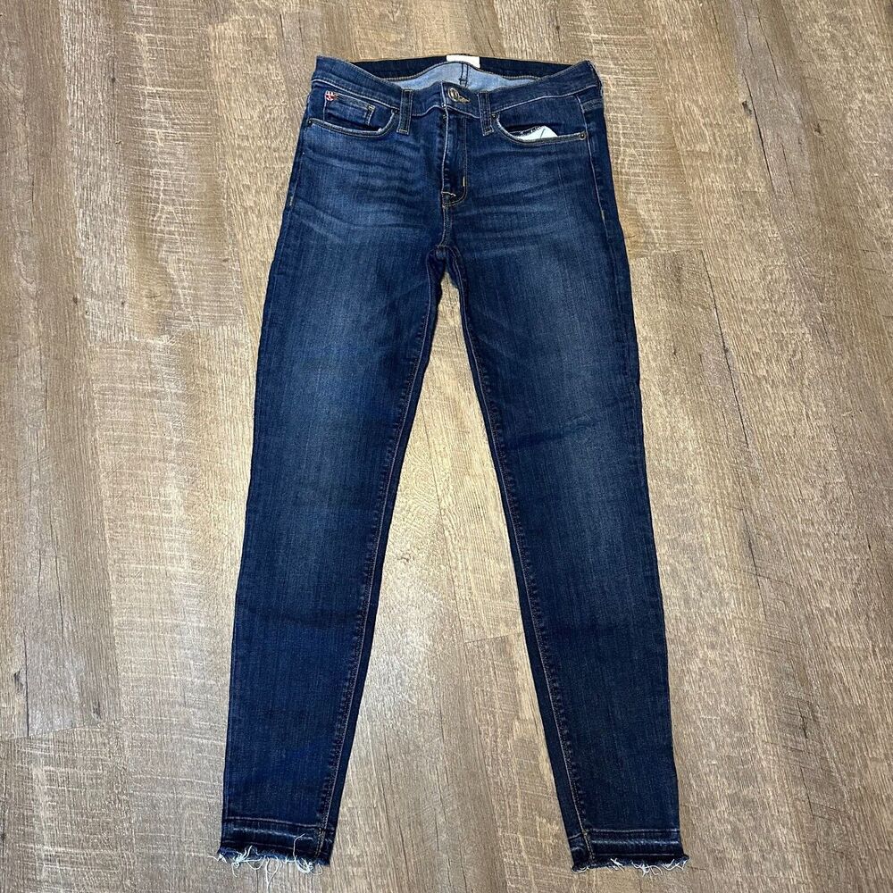 Hudson Krista Crop Super Skinny Jeans Raw Hem Size 28‎ Dark Blue Denim